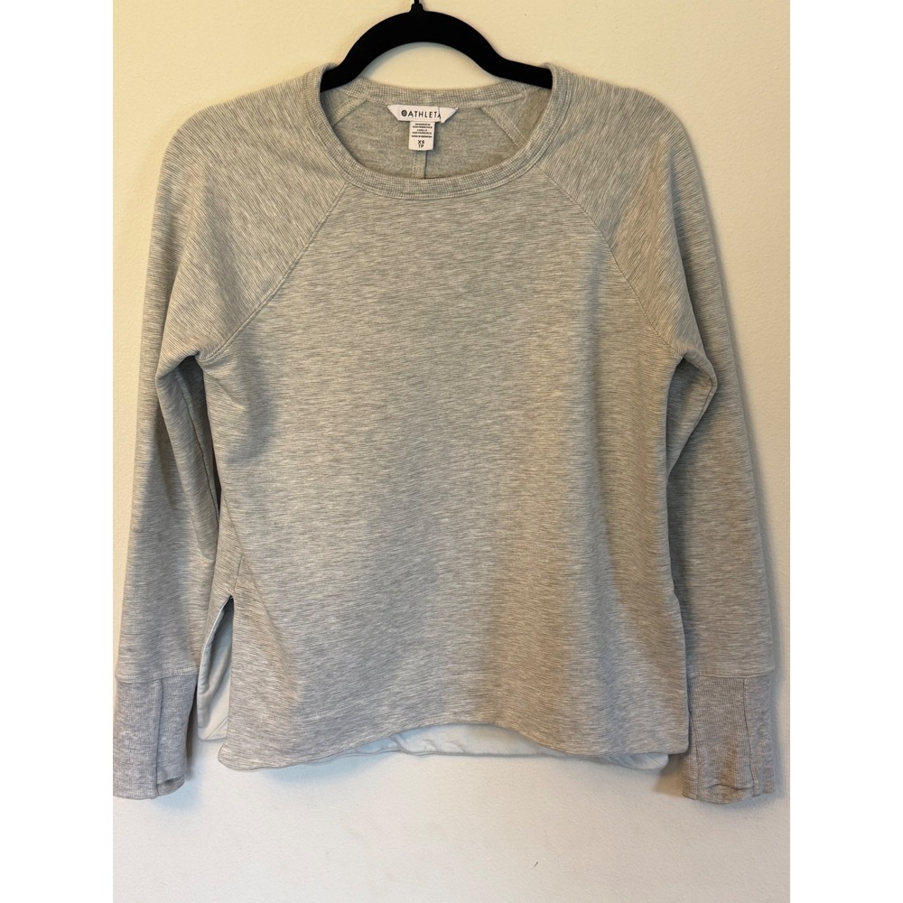 Athleta Womens Grey Space Dye Raglan Sleeve Crew Neck Sweatshirt XS